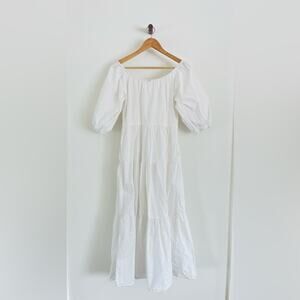 Vintage - St Tropez White Peasant Tiered Maxi Dress